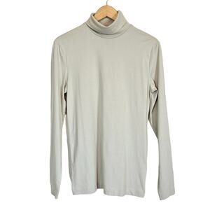 H&M Beige Turtleneck Long Sleeve T Shirt Men's Small Neutral Casual Plain
